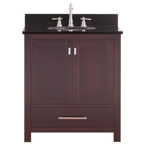 Modero 30 In. Vanity in Espresso with Granite Vanity Top in Black