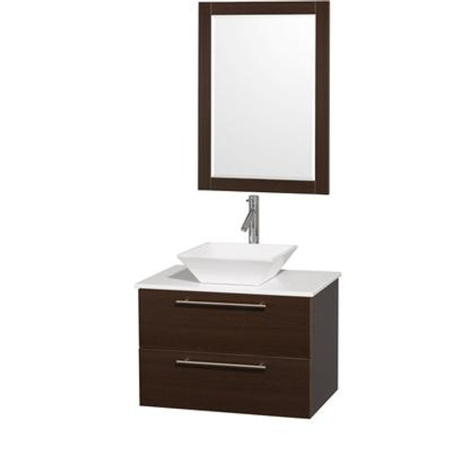 Amare 30 In. Vanity in Espresso with Man-Made Stone Vanity Top in White and White Porcelain Sink