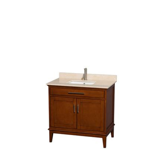 Hatton 36 In. Vanity in Light Chestnut with Marble Vanity Top in Ivory and Square Sink