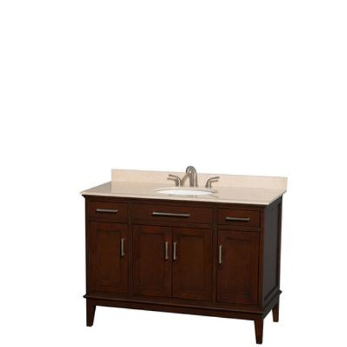 Hatton 48 In. Vanity in Dark Chestnut with Marble Vanity Top in Ivory and Oval Sink