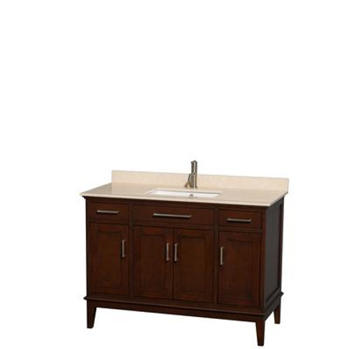 Hatton 48 In. Vanity in Dark Chestnut with Marble Vanity Top in Ivory and Square Sink