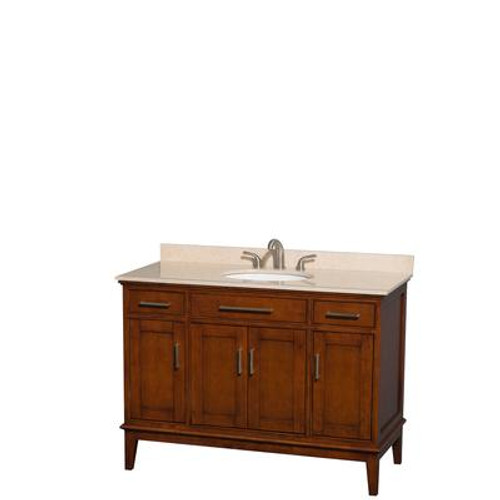 Hatton 48 In. Vanity in Light Chestnut with Marble Vanity Top in Ivory and Oval Sink