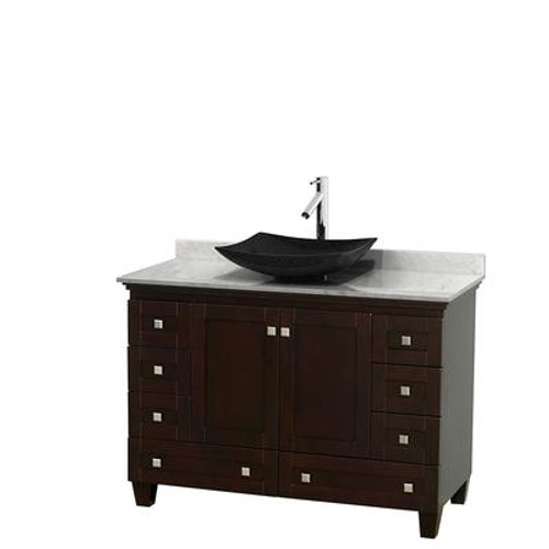 Acclaim 48 In. Single Vanity in Espresso with Top in Carrara White with Black Sink and No Mirror