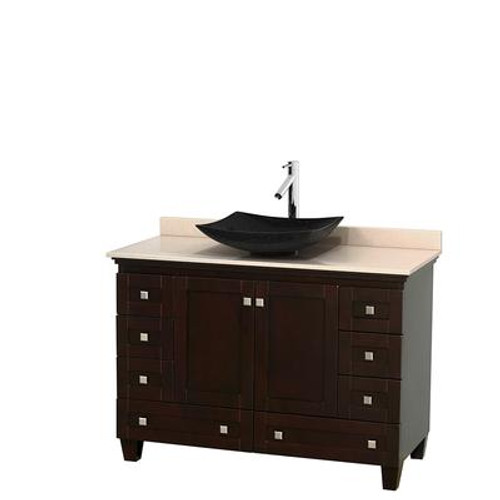 Acclaim 48 In. Single Vanity in Espresso with Top in Ivory with Black Sink and No Mirror