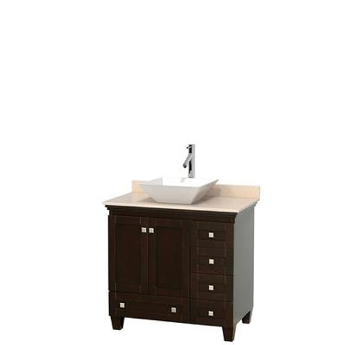 Acclaim 36 In. Single Vanity in Espresso with Top in Ivory with White Sink and No Mirror