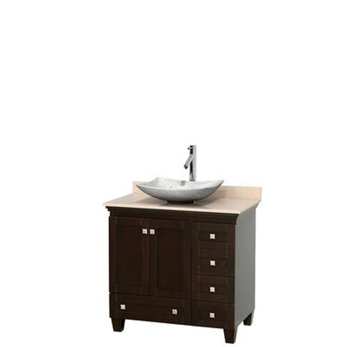 Acclaim 36 In. Single Vanity in Espresso with Top in Ivory with White Carrara Sink and No Mirror