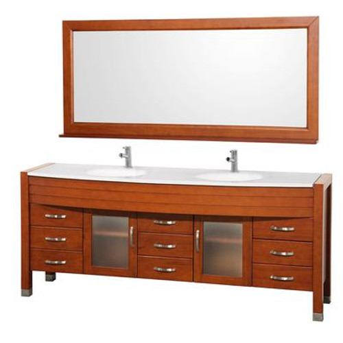 Daytona 78 In. Double Vanity in Cherry with Man Made Stone Vanity Top in White