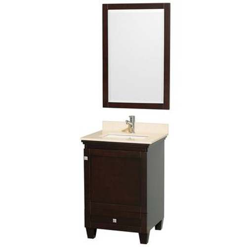 Acclaim Single Vanity in Espresso with Top in Ivory with Square Sink and Mirror