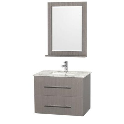 Centra 30 In. Vanity in Grey Oak with Marble Vanity Top in Ivory and Undermount Sink