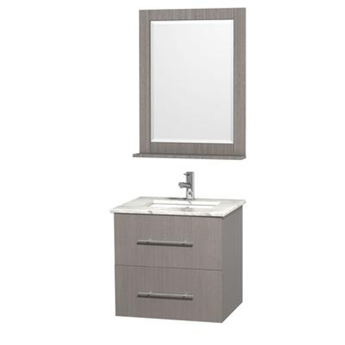 Centra 24 In. Vanity in Grey Oak with Marble Vanity Top in Carrara White and Undermount Sink