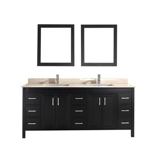 Corniche 75 Espresso Vanity Ensemble with Mirror and Faucet