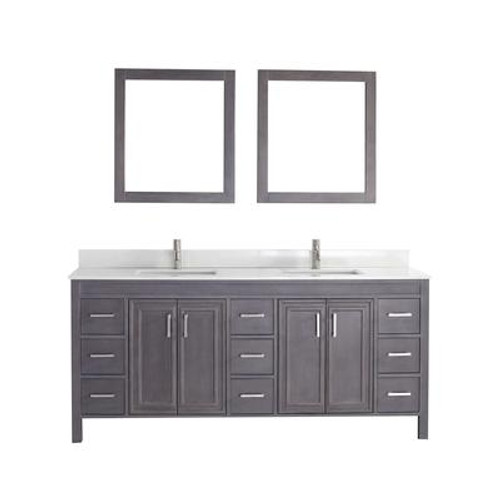 Corniche 75 French Gray Vanity Ensemble with Mirror and Faucet