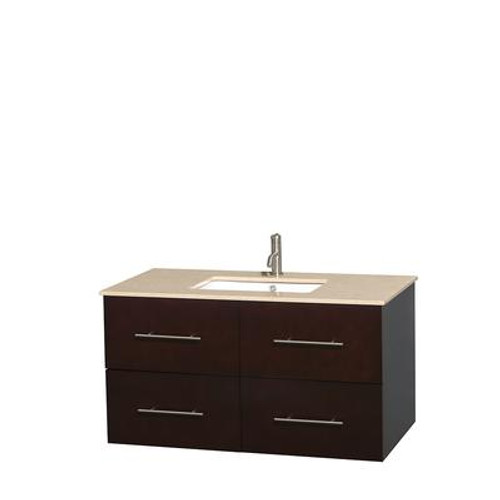 Centra 42 In. Single Vanity in Espresso with Ivory Marble Top with Square Sink and No Mirror