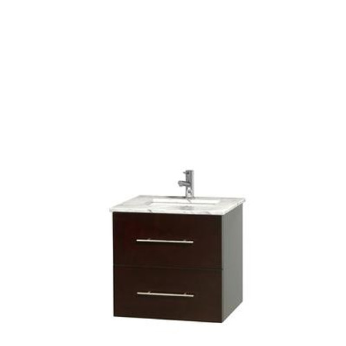 Centra 24 In. Single Vanity in Espresso with White Carrera Top with Square Sink and No Mirror