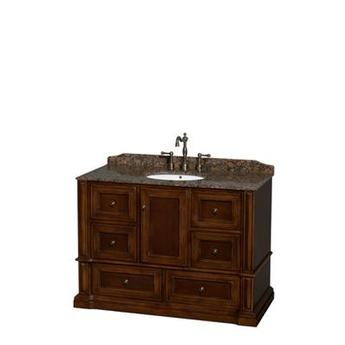 Rochester 48 In. Single Vanity in Cherry with Baltic Brown Top with Oval Sink and No Mirror