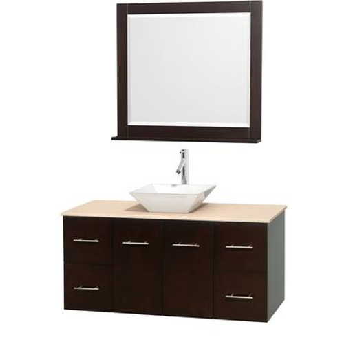 Centra 48 In. Single Vanity in Espresso with Ivory Marble Top with White Porcelain Sink and 36 In. Mirror
