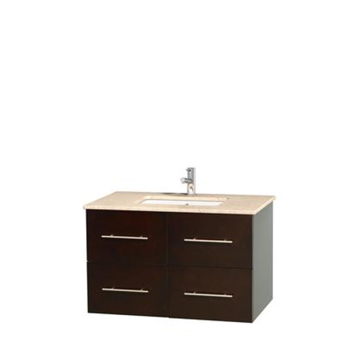 Centra 36 In. Single Vanity in Espresso with Ivory Marble Top with Square Sink and No Mirror