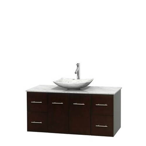 Centra 48 In. Single Vanity in Espresso with White Carrera Top with White Carrera Sink and No Mirror