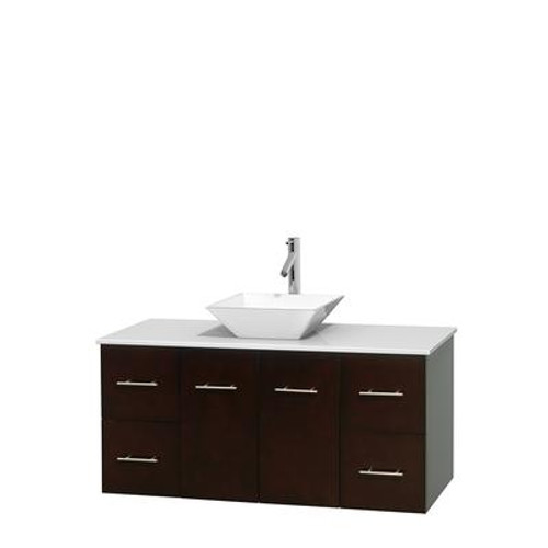 Centra 48 In. Single Vanity in Espresso with Solid SurfaceTop with White Porcelain Sink and No Mirror