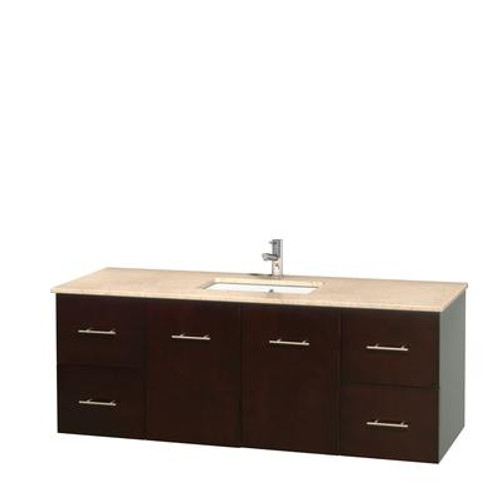 Centra 60 In. Single Vanity in Espresso with Ivory Marble Top with Square Sink and No Mirror