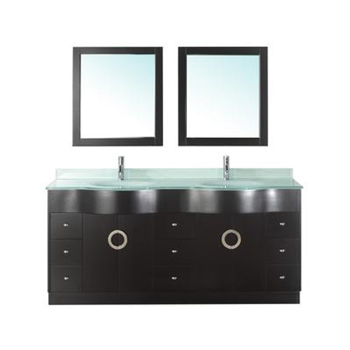 Zoe 72 Espresso / Glass Ensemble with Mirror and Faucet