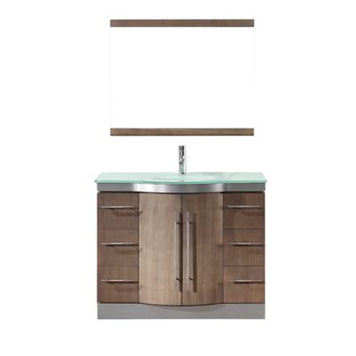 Dinara 42 Smoked Ash / Glass Ensemble with Mirror and Faucet