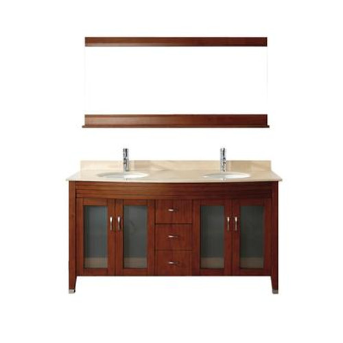 Alba 63 Classic Cherry / Beige Vanity Ensemble with Mirror and Faucet