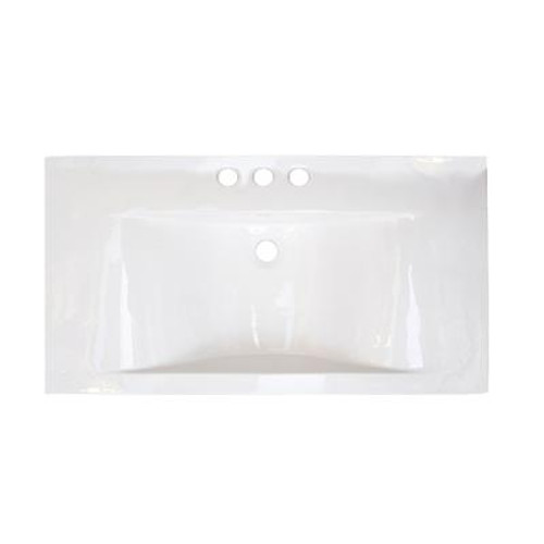 36 Inch W x 19 Inch D Wall Mount White Ceramic Top with 4 Inch o.c. Faucet Drilling