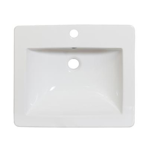 21 Inch W x 18 Inch D White Ceramic Top with Single Hole