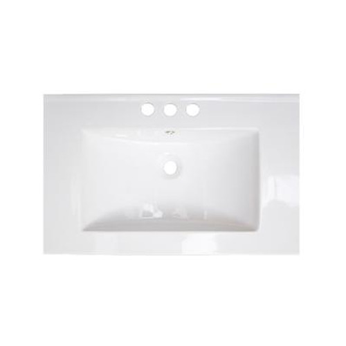 21 Inch W x 18 Inch D White Ceramic Top for 8 Inch o.c. Faucet Installation