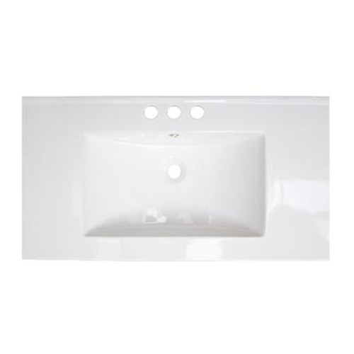 36 Inch W x 18 Inch D White Ceramic Top with 4 Inch o.c. Faucet Drilling