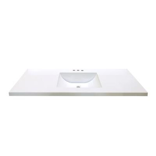 49 In. W x 22 In. D White Vanity Top with Wave Bowl