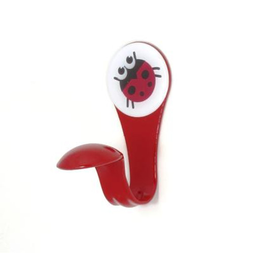 Red single self adhesive hook with ladybug decal