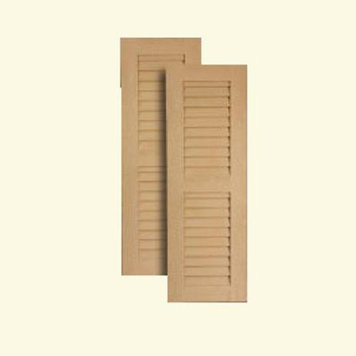 18 Inch x 72 Inch Louvered Shutters Pair Primed White