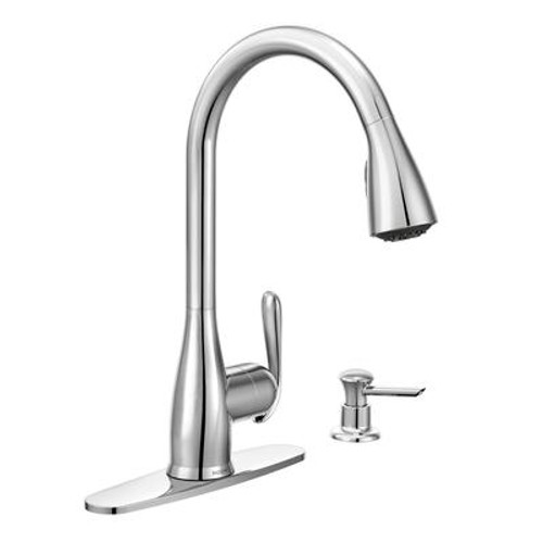 Haysfield 1 Handle Pulldown Kitchen Faucet with Soap - Chrome Finish