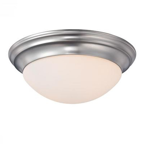 Monroe 2 Light Brushed Nickel Incandescent Flush Mount with a White Alabaster Shade