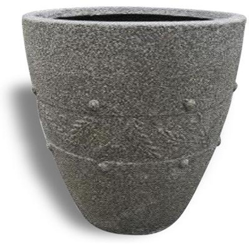 18 Inch Fiberglass Pot - Grey with Dots