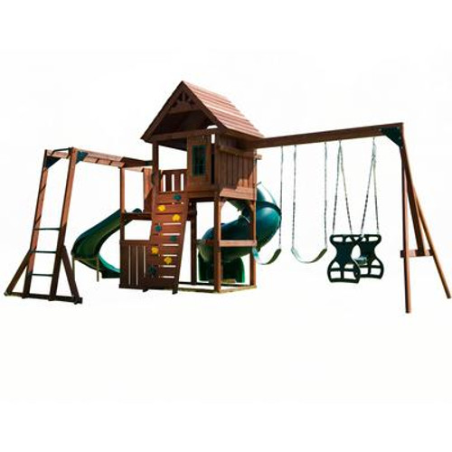 Grandview Twist Wood Complete Play Set W/ 5 Foot Turbo Tube Slide.