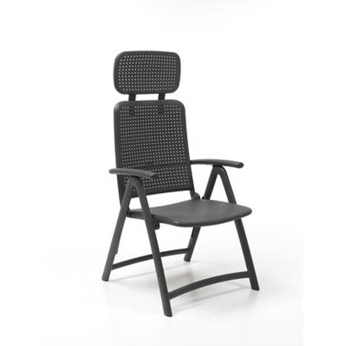 Nardi Aquamarine Folding 4 position Armchair with adjustable soft head rest (Charcoal)