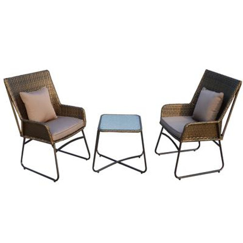 3 PC Bistro Set With Cushions And Toss Cushions