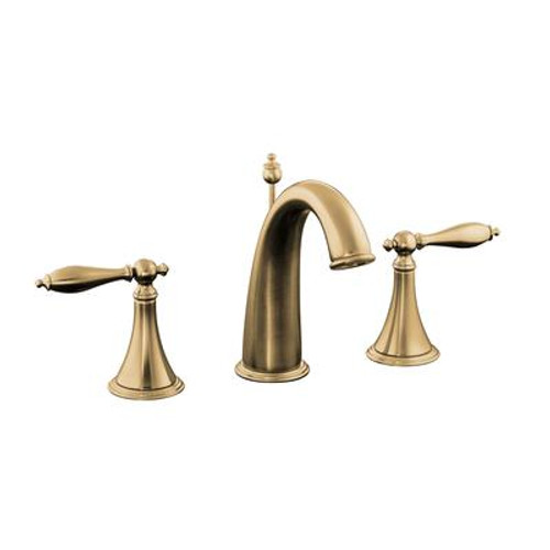 Finial Traditional Widespread Lavatory Faucet With Lever Handles In Vibrant Brushed Bronze