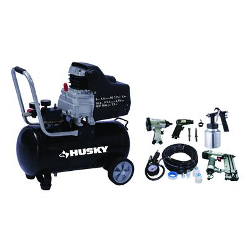 Husky 8 Gallon Portable Oil Lubricated Air Compressor with Air Tool Kit