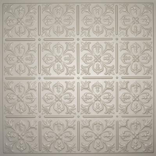 Fleur-de-lis Latte Ceiling Tile; 2 Feet x 2 Feet Lay-in or Glue up