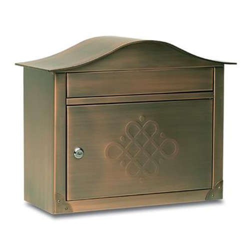 Peninsula Locking Wall Mount Mailbox Antique Copper with Embossing