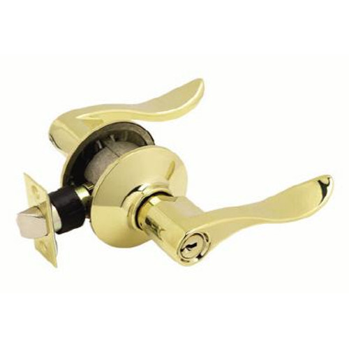 Front Entry - Keyed Locking Lever; Accent Bright Brass; SecureKey