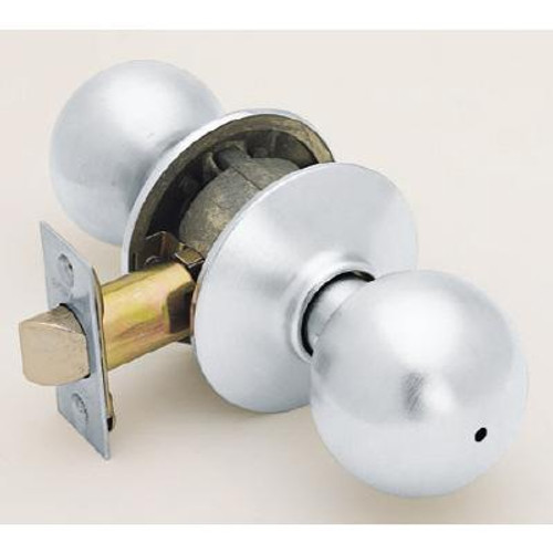 Satin Chrome Locking Bed and Bath Orbit Door Knob