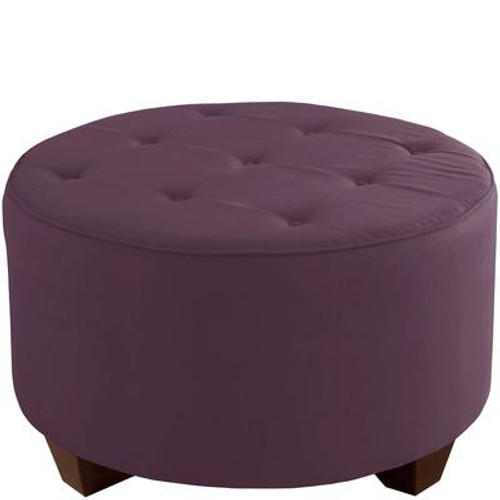 Round Cocktail Ottoman; Premier Microsuede; Purple