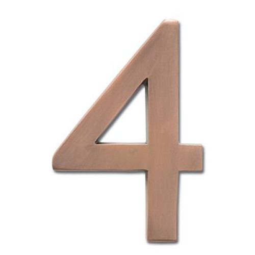 Solid Cast Brass 4 inch Floating House Number Antique Copper ''4''