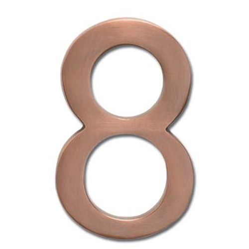 Solid Cast Brass 4 inch Floating House Number Antique Copper ''8''