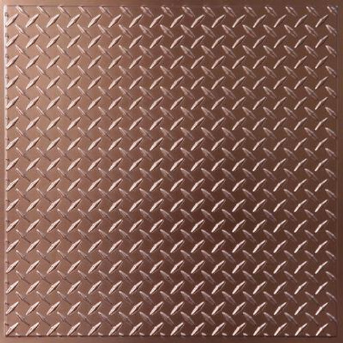 Diamond Plate Faux Copper Ceiling Tile; 2 Feet x 2 Feet Lay-in or Glue up